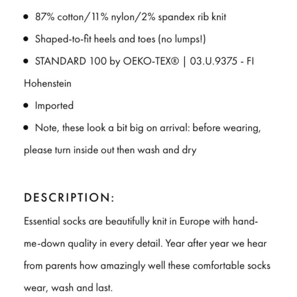 Hanna Andersson NWT Ribbed Crew Socks 3-Pack Black Accessories Back To School